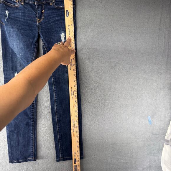 Abercrombie & Fitch A&F Skinny Jeans Distressed Dark Wash Stretch Girls 12 x 23 - Picture 9 of 12